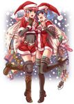  anal_beads blue_hair boots christmas dildo green_eyes multiple_girls original pink_hair red_eyes santa_costume snowing thighhighs too_many too_many_sex_toys vibrator yuutarou_(majiyuta) zettai_ryouiki 