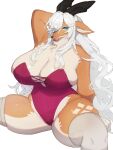  3:4 anthro baburusushi big_breasts breasts cervid clothed clothing female fur hair hi_res huge_breasts kemono mammal solo 