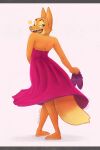  anthro barefoot canid canine clothing dancing diane_foxington dreamworks dress feet female fox hi_res high_heels mammal slyasafoxibou solo spinning the_bad_guys twirling 