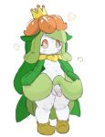  2022 anthro balls biped blush bodily_fluids bottomwear clothed clothing clothing_lift colored colored_sketch crown flaccid front_view genitals girly glans green_body humanoid_genitalia humanoid_penis lilligant looking_at_viewer male multicolored_body nintendo orange_sclera penis pok&eacute;mon pok&eacute;mon_(species) simple_background sketch skirt skirt_lift solo standing sweat two_tone_body unknown_artist video_games white_background white_body white_eyes 