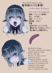  1girl bell_orgel black_sclera blue_hair blue_skin blush colored_sclera colored_skin cum cum_in_mouth fellatio gradient_hair hair_ornament hairclip highres long_tongue mershark_(monster_girl_encyclopedia) monster_girl_encyclopedia multicolored_hair multiple_views open_mouth oral oral_invitation pointy_ears saliva sharp_teeth teeth tongue tongue_out translation_request yellow_eyes 