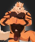  2022 abs anthro arcanine balls bodily_fluids canid canine genitals hi_res humanoid_genitalia humanoid_penis looking_at_viewer male mammal muscular muscular_anthro muscular_male nintendo nipples nude pecs penis pok&eacute;mon pok&eacute;mon_(species) pubes radcanine solo sweat video_games 