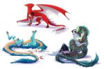 2022 antlers asian_mythology claws digital_media_(artwork) dragon east_asian_mythology eastern_dragon feral fur group horn membrane_(anatomy) membranous_wings mythology scales scalie silvyr smile spines western_dragon wings 