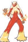  2:3 3_fingers anthro biped blaziken blue_eyes breasts female fingers hi_res mx_ragam nintendo pok&eacute;mon pok&eacute;mon_(species) red_body simple_background solo solo_focus video_games white_background yellow_body 