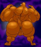  anus back_muscles big_muscles bodily_fluids brown_body brown_fur butt canid canine canis domestic_dog fur hanna-barbera hi_res huge_muscles male mammal muscular muscular_male scooby-doo_(series) scrappy-doo sweat woynich 