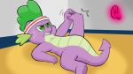  dragon friendship_is_magic green_body green_eyes green_scales hasbro kakau221 male my_little_pony purple_body scales solo spike_(mlp) stretching young 