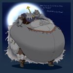  anthro belly big_belly blaidd_(elden_ring) canid canine canis elden_ring fromsoftware fur grey_body grey_fur hectorthewolf hi_res male mammal overweight overweight_male video_games wolf 