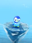  afloat blue_eyes closed_mouth commentary_request creature day highres iceberg no_humans outdoors piplup pokemon pokemon_(creature) rura_raruri solo standing 