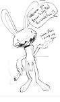  anthro cigar genitals hi_res lagomorph lambrey5 leporid male mammal max_(sam_and_max) nipples nude penis rabbit sam_and_max sharp_teeth solo teeth 