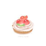  bird chai_(drawingchisanne) cherry commentary_request dessert english_text food food_focus fruit fruit_tart looking_at_viewer mint no_humans on_food original pastry signature sparkle sweets_bird tart_(food) undersized_animal white_background 