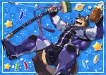 abs alcohol anthro beverage blush bodysuit broom brown_body brown_fur bulge canid canine canis cleaning_tool clothing domestic_dog fur lifewonders live-a-hero male mammal muscular muscular_anthro pecs pubraseer skinsuit solo tight_clothing toratorayatora video_games 