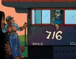  2022 anthro big_breasts breasts charlotte_keller clothing colored didelphid diggitydogdingo domestic_cat duo engineer engineer_cap felid feline felis female flannel_shirt gloves handwear hi_res locomotive_fireman maine_coon mammal marsupial overalls steam_locomotive train unbuttoned_shirt vehicle 