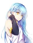  1other black_sleeves blue_hair closed_mouth detached_sleeves highres kotorimyuu long_hair looking_at_viewer rimuru_tempest solo tensei_shitara_slime_datta_ken very_long_hair yellow_eyes 