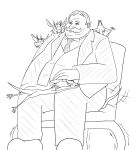  clothing feral group happy happy_harvey hi_res human looking_at_viewer male mammal monochrome morbidly_obese necktie obese on_lap out-of-placers overweight petting phone_drawing president simple_background sitting sitting_on_lap sitting_on_person sketch suit topwear vest webcomic white_background william_howard_taft yinglet 