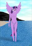  anthro beach breasts clothing equid equine fab3716 female friendship_is_magic hasbro hi_res horn mammal my_little_pony seaside solo strind_bikini swimwear twilight_sparkle_(mlp) winged_unicorn wings 