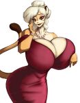  anthro big_breasts bracelet breasts clothing dress elderly_female felid female gem huge_breasts jewelry lion looking_at_viewer mammal mature_female necklace nemesisprime909 pantherine pearl_(gem) pearl_bracelet pearl_necklace smile solo 