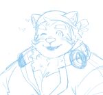  &lt;3 anthro bandanna blush canid canine canis domestic_dog headphones headphones_around_neck hi_res kerchief lifewonders live-a-hero male mammal mokdai one_eye_closed pecs qdng0atngbaqmce sketch solo video_games wink 