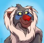  beard disney facial_hair felid feral hi_res lion male mammal mane markings mature_male pantherine priestofjashin rafiki solo the_lion_king 