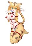  absurd_res anthro bdsm blush bondage bound breasts felid female fur green_eyes hair hi_res kemo_neko looking_at_viewer mammal mia_(world_flipper) nipples nude pantherine sex_toy smile solo stripes tiger white_body world_flipper yellow_body yellow_fur 