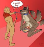  absurd_res anthro bodily_fluids canid canine canis collar dreamworks dripping duo genital_fluids hi_res humanoid_genitalia leash leash_pull lunatic_pangolin male male/male mammal mr._wolf_(the_bad_guys) pet_bowl praise_kink precum precum_drip tail_motion tailwag teemo_the_yiffer the_bad_guys urine urine_stream watersports wolf 