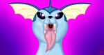  absurd_res ambiguous_gender black_nose bodily_fluids eeveelution fangs feral gradient_background hi_res long_tongue looking_at_viewer mouth_shot neon_vapor nintendo open_mouth pok&eacute;mon pok&eacute;mon_(species) saliva simple_background solo tongue tongue_out vaporeon video_games 