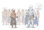  antlers armor beard blue_cape boots braid braided_beard cape circlet crucible_knight elden_ring facial_hair full_armor full_body godfrey_first_elden_lord kan_(aaaaari35) plate_armor simple_background standing white_background white_hair 