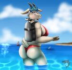  absurd_res anthro bikini bovid caprine clothing diving_mask female goat hi_res mammal mask scuba scuba_tank solo swimwear thebmeister 