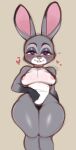  &lt;3 2022 absurd_res anthro blush breasts clothed clothing disney female hi_res judy_hopps lagomorph leporid looking_at_viewer mammal mostly_nude nipples rabbit saltyxodium solo topless underwear zootopia 
