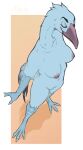  anthro avian barely_visible_genitalia barely_visible_pussy beak bird bird_feet blue_body blue_crane blue_feathers breasts cellina claws crane_(bird) eyes_closed feathers female genitals gruiform grus_(genus) hi_res high-angle_view nipples non-mammal_breasts nude pupbii pussy scuted_arms smile solo tail_feathers 