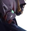  aqua_eyes awatobi crossbone_gundam crossbone_gundam_x-1 from_side glowing glowing_eye gundam highres looking_ahead mecha mobile_suit no_humans redesign robot science_fiction skull_and_crossbones solo v-fin white_background 