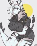  anthro azi_4081 big_breasts breasts clothed clothing equid equine female fur hair hi_res mammal smile solo stripes white_body zebra 