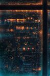  architecture balcony building cola_(gotouryouta) commentary_request dark east_asian_architecture highres lantern lights night no_humans original railing rain scenery water_drop window 
