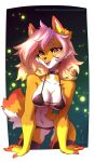  2022 anthro breasts clothed clothing digital_media_(artwork) eyebrows eyelashes female fur hair hi_res longdanger open_mouth orange_body orange_fur pink_hair red_eyes smile solo teeth tongue 