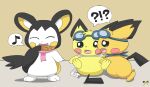  ambiguous_gender blush cookie eating emolga food group looking_at_object lying nintendo open_mouth orange_body pichu pichu90 pok&eacute;mon pok&eacute;mon_(species) trio video_games yellow_body 