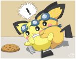  ambiguous_gender blush cookie duo food looking_at_object lying nintendo open_mouth orange_body pichu pichu90 pok&eacute;mon pok&eacute;mon_(species) video_games yellow_body 