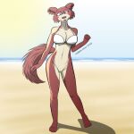  anthro beach beastars bottomless breasts brown_body brown_fur canid canine canis clothed clothing female fur genitals juno_(beastars) mammal pussy seaside solo torren_wolf wolf 