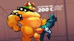  anthro balls big_balls big_dom_small_sub big_penis bowser butt dominant duo erection female genitals grabbing_from_behind gym hi_res intersex intersex/male klaushy laugh locker_room male male/female male/male mario_bros muscular muscular_male nintendo penis penis_size_difference promotional_art public saggy_balls size_difference slightly_chubby smile teasing thick_penis thick_thighs video_games ych_(character) 