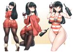  1girl alcohol bottle breasts cup dress drinking_glass hairband highres kenron_toqueen large_breasts off-shoulder_sweater off_shoulder red_wine solo spy_x_family sweater sweater_dress white_hairband wine wine_bottle wine_glass yor_briar 