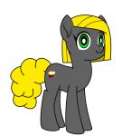  blonde_mane cutie_mark earth_pony equid equine fan_character female feral food green_eyes grey_body hasbro horse mammal mane muffin my_little_pony pony solo yellow_tail 