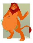  anthro belly big_belly chubbyjam disney felid hand_on_stomach hi_res lion male mammal pantherine same_size_vore simba the_lion_king vore 