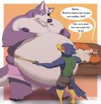  anthro avian belly big_belly bird canid canine canis falco_lombardi fox fox_mccloud group lying male male/male mammal mosin nintendo on_side overweight overweight_male star_fox tape_measure trio video_games weight_gain wolf wolf_o&#039;donnell 