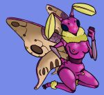  anthro arthropod blue_eyes blush breasts fur genitals gynomorph insect intersex lepidopteran moth mr.pp nude penis pink_body rosy_maple_moth selfie small_breasts solo yellow_body yellow_fur 