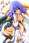  asymmetrical_wings blue_hair breasts dizzy fct guilty_gear huge_breasts red_eyes solo tail thighhighs wings 