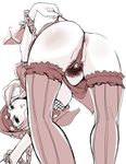  anus artist_request ass bent_over chain frills hood long_hair monochrome odin_sphere panties panty_pull pubic_hair pussy skirt skirt_lift solo striped striped_legwear thighhighs thong uncensored underwear velvet_(odin_sphere) vertical-striped_legwear vertical_stripes wedgie 