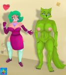  anthro big_breasts blue_eyes brawl_stars breasts canid canine clothed clothing duo female fox fur genitals gorillabulldozer green_body green_fur hi_res human jewelry lola_(brawl_stars) mammal nipples nude pussy sticker thick_thighs video_games 