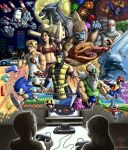  1990s_(style) 2girls abs axe axel_stone bandana baseball_bat big_asia bird blaze_fielding blonde_hair brown_hair buster_bunny car child clenched_hands columns_(videogame) controller dean_brorson denim dr._eggman dragonzord dwarf ecco_the_dolphin english_commentary english_text fake_screenshot fighting_stance fingerless_gloves flask flicky_(character) flicky_(series) game_console game_controller gameplay_mechanics gem ghost gilius_thunderhead gloves golden_axe green_hill_zone ground_vehicle hedgehog helmet hover_vehicle jacket jeans jewelry joe_musashi king_of_the_monsters long_hair m1_bazooka manly mecha monster mortal_kombat motor_vehicle multiple_boys multiple_girls muscular musha_aleste ninja pac-man pants playing_games police police_car potion pulseman rabbit retro_artstyle ring robot rocket_launcher running scorpion_(mortal_kombat) sega sega_mega_drive shinobi_(game) siblings sonic_(series) sonic_the_hedgehog sonic_the_hedgehog_(classic) spacecraft starfighter streets_of_rage tank_top television tetris the_super_shinobi tiny_toons toned video_game weapon 