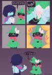  anthro blush calisdraws comic deltarune duo eyewear flustered gesture glasses green_eyewear green_glasses hi_res human kris_(deltarune) male male/male mammal ralsei scarf signature thumbs_up undertale_(series) video_games 