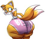  2_tails alpha_channel anthro big_butt blue_eyes blush butt canid canine clothing fox fur gloves handwear hi_res huge_butt huge_thighs hyper hyper_butt keno9988 male mammal miles_prower multi_tail multicolored_body multicolored_fur sega simple_background solo sonic_the_hedgehog_(series) text text_on_clothing thick_thighs transparent_background two_tone_body two_tone_fur underwear white_body white_fur yellow_body yellow_fur young 