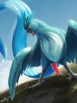  2019 3:4 animal_genitalia animal_penis articuno avian beak biped bird erection feathers feral genitals hi_res landscape_dwarfing legendary_pok&eacute;mon macro magpi male nintendo open_mouth penis pok&eacute;mon pok&eacute;mon_(species) red_eyes solo standing talons tapering_penis teal_feathers tongue tongue_out video_games wings 