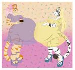  anthro breasts cake clothing dessert duo felid female food hair mammal milk-jug pantherine pregnant tiger translucent translucent_clothing 